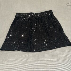Garnet Hill Mini Skirt Medium Black Sequins A-Line
